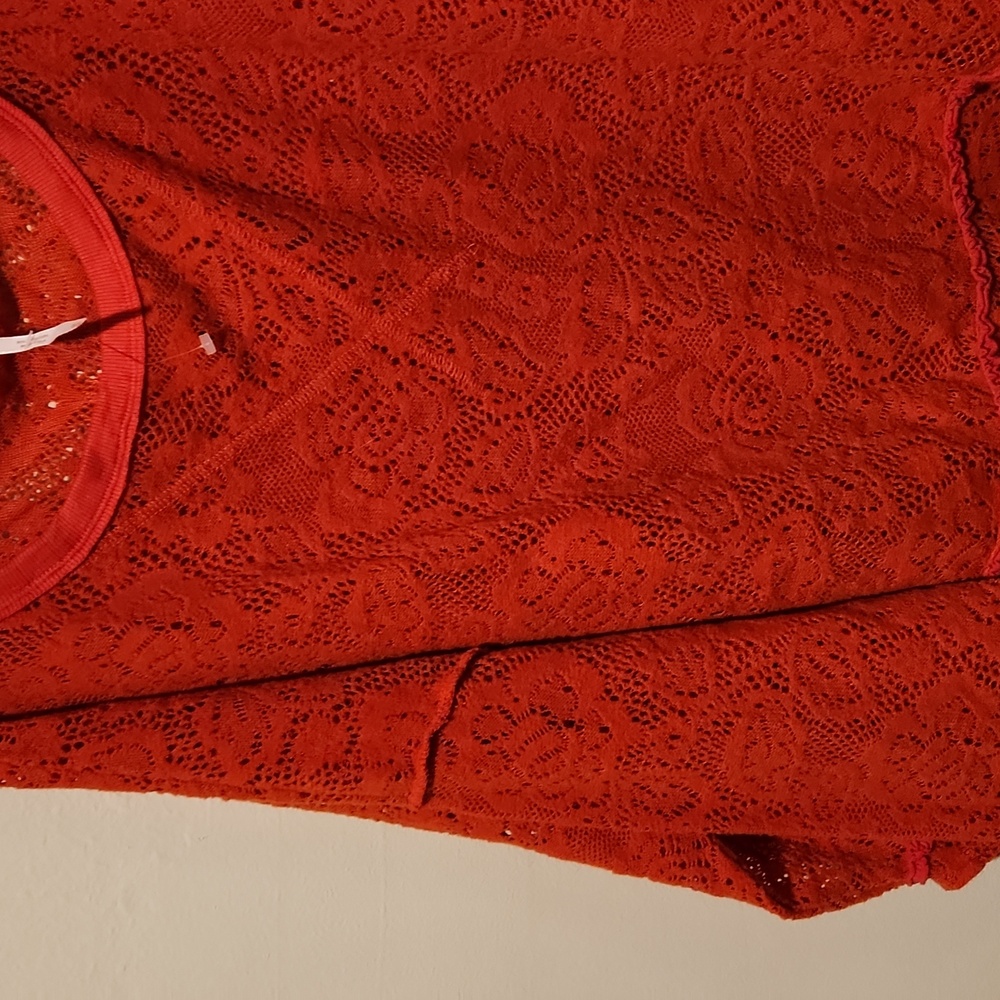 ❤️ FREE PEOPLE NOT COLD IN THIS LACE TOP, VIBRANT ORANGE, MEDIUM - Picture 5 of 15